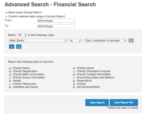 PIcture of an Advanced Financial Search